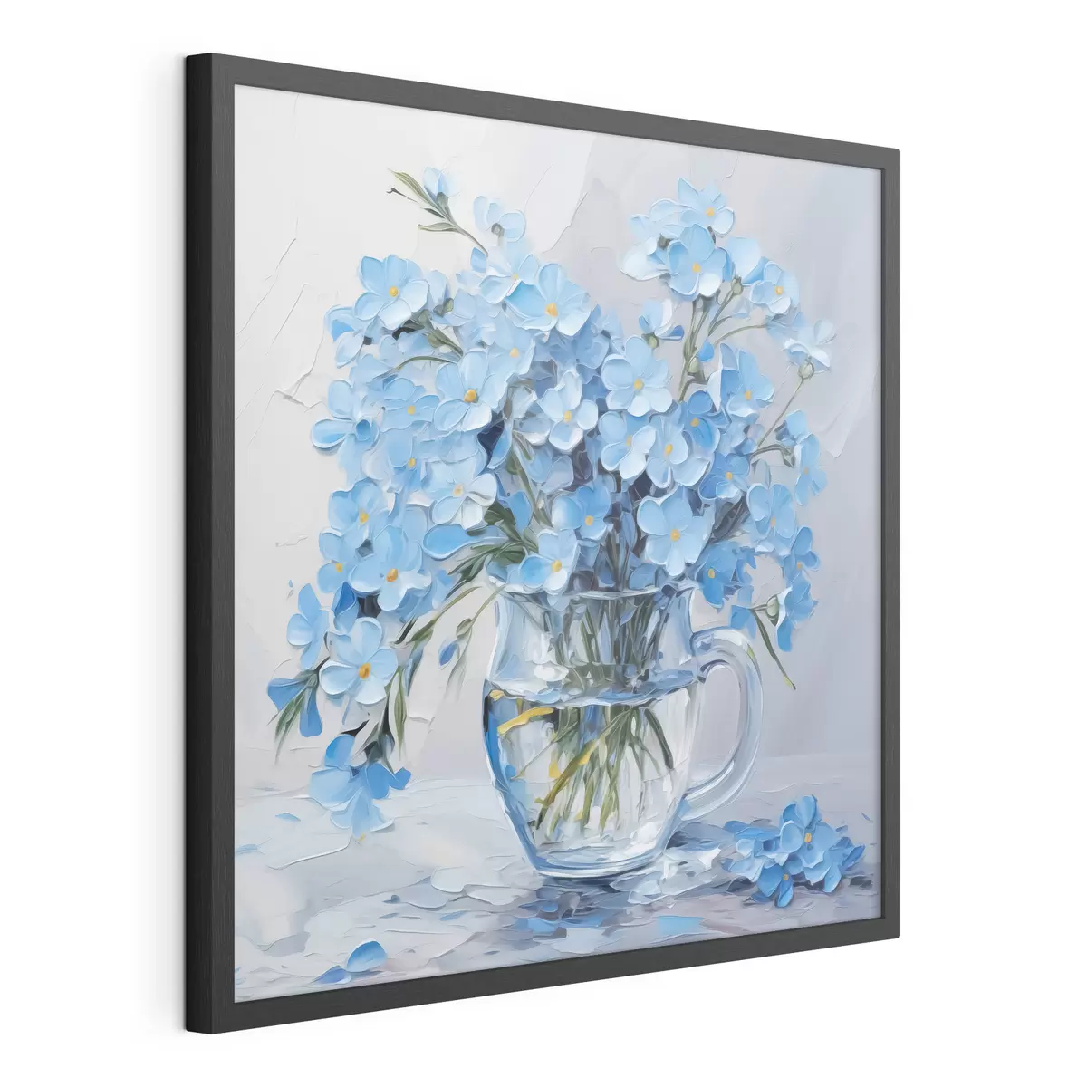 Poster Flores azules en un jarrón transparente imitación de pintura f42467