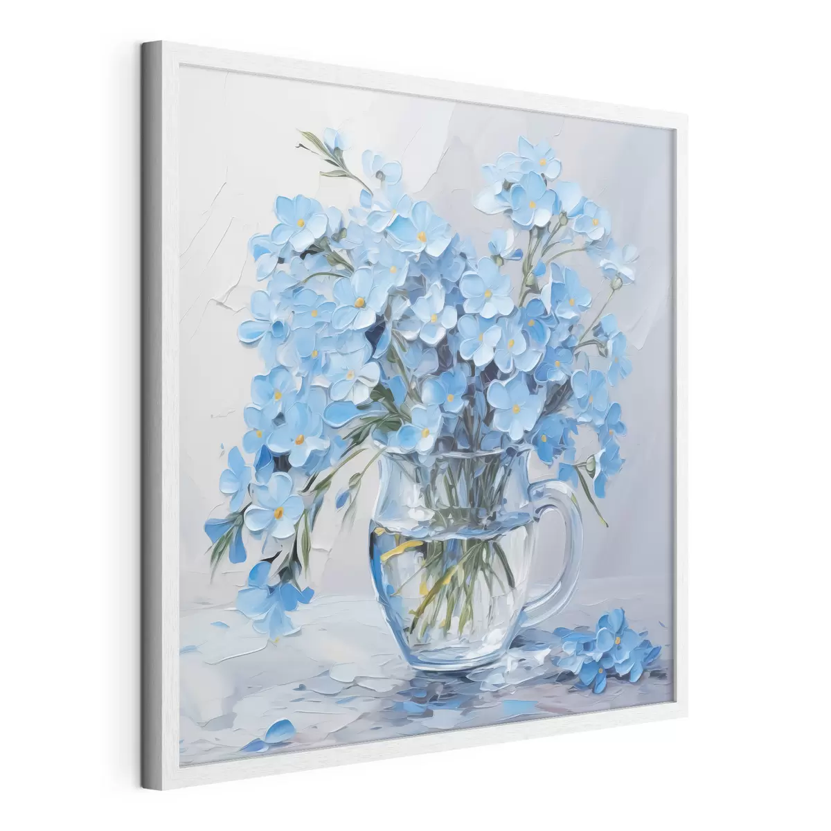 Poster Flores azules en un jarrón transparente imitación de pintura f42467