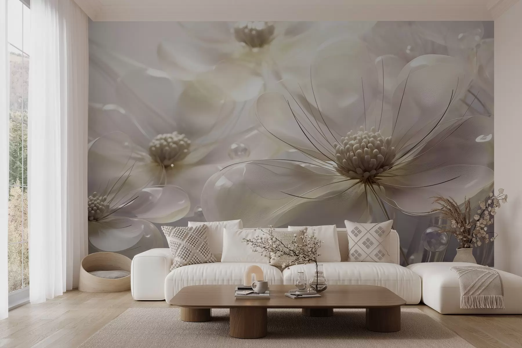 murales de pared Grandes flores transparentes w02837v3