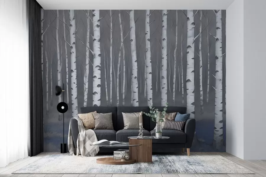 murales de pared Abedules de acuarela w02845v2