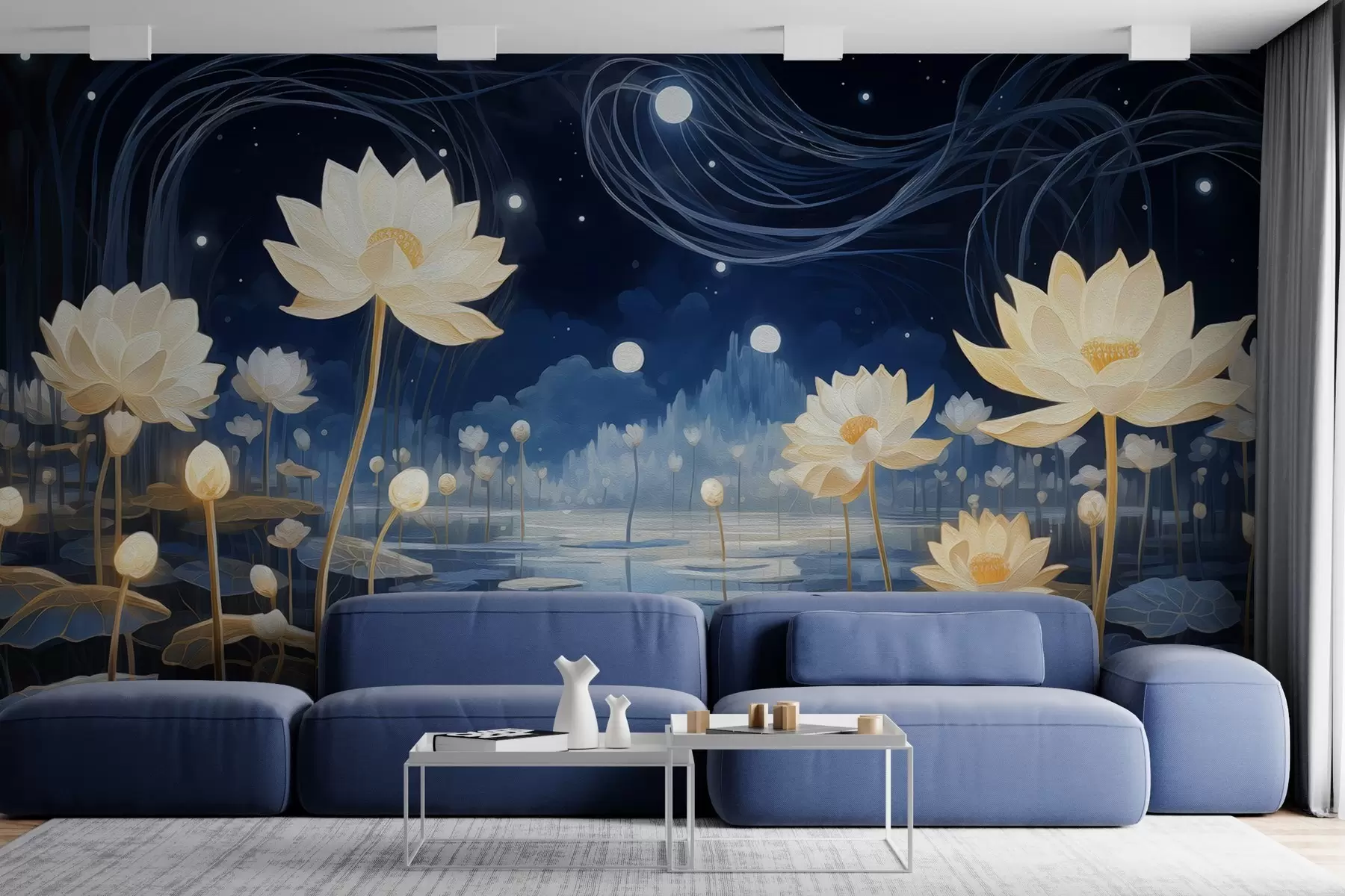 murales de pared Pintura al óleo Lotos de noche w02848