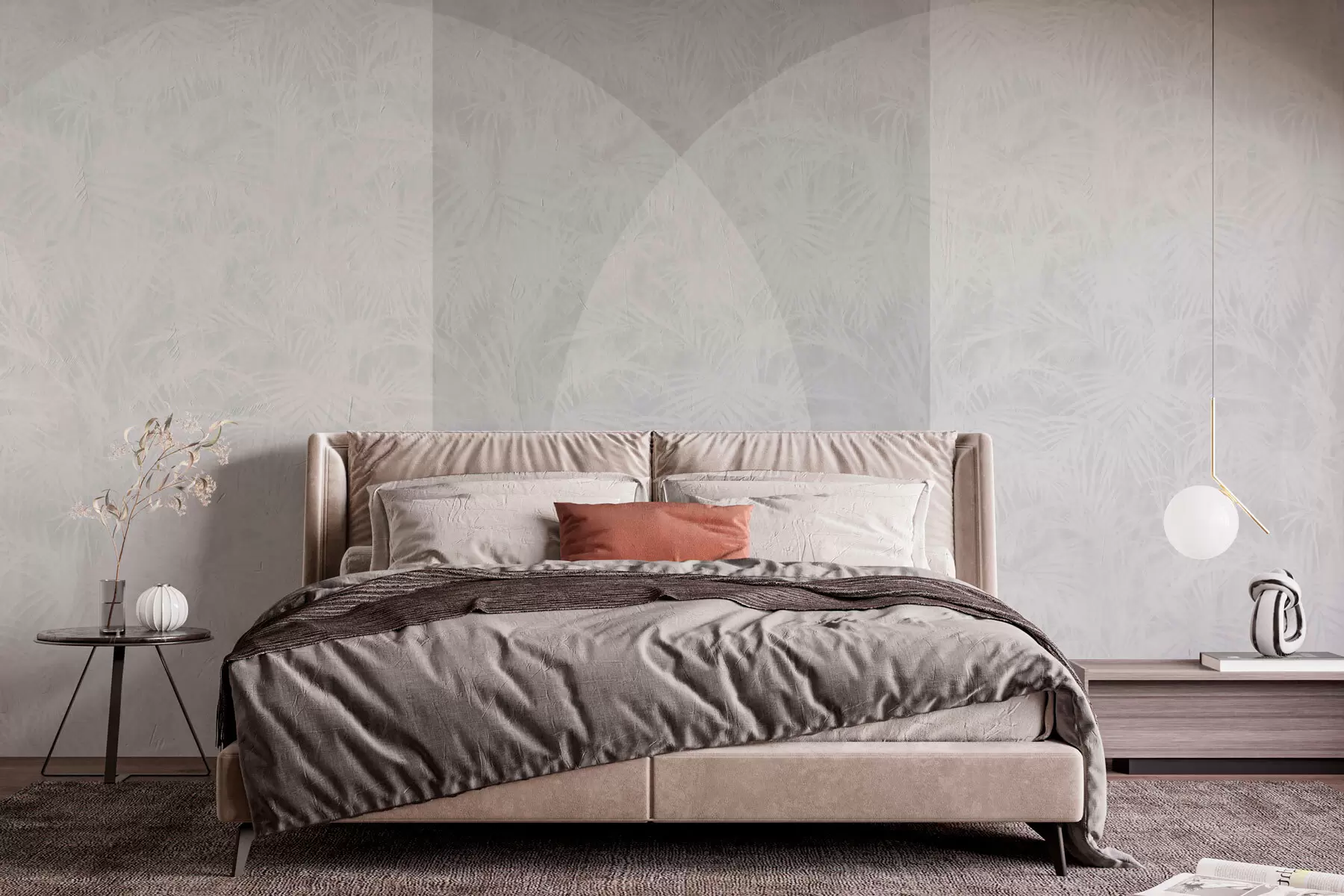 murales de pared Geometría minimalista y hojas tropicales w02830v1