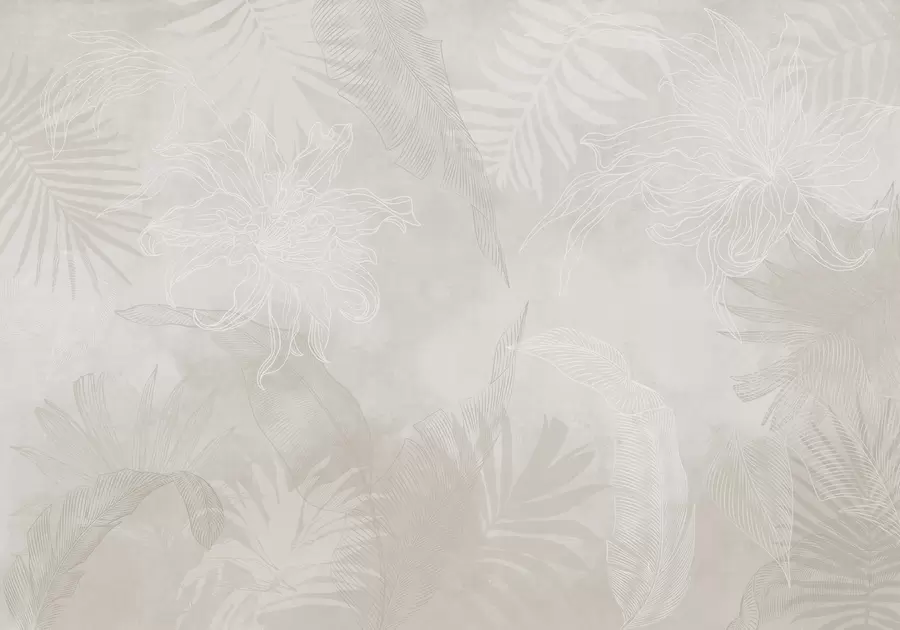 murales de pared Follaje tropical con efecto grunge w02737v1