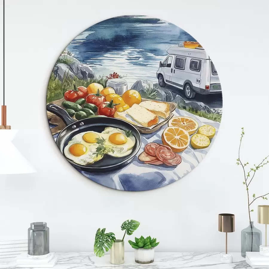 murales de pared Viajar, vida al aire libre, estilo acuarela, Noruega, desayuno r42430