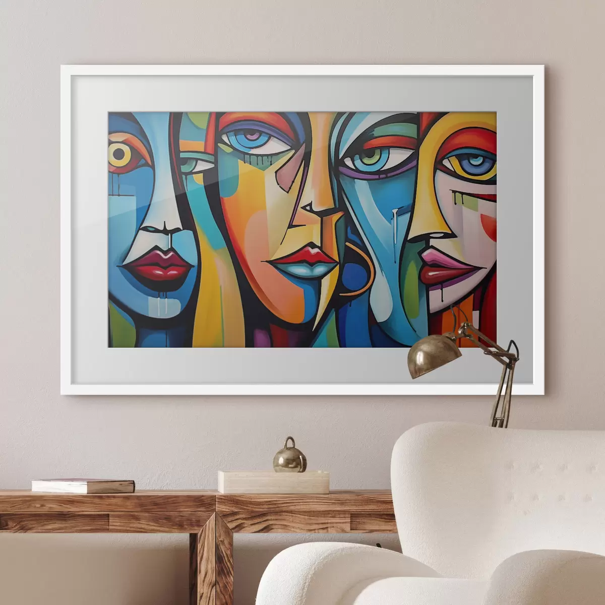 Poster Rostros en colores primarios f42473
