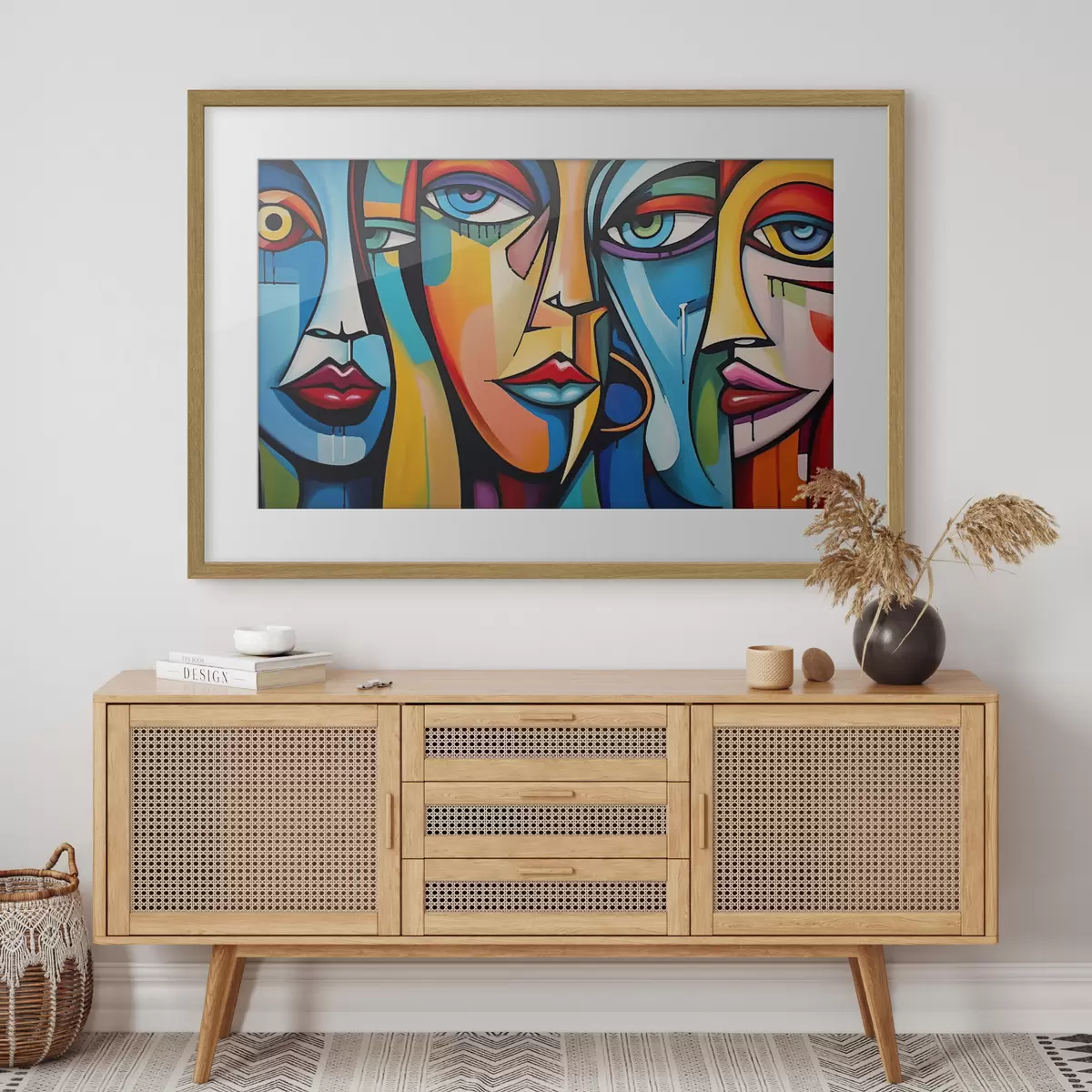 Poster Rostros en colores primarios f42473