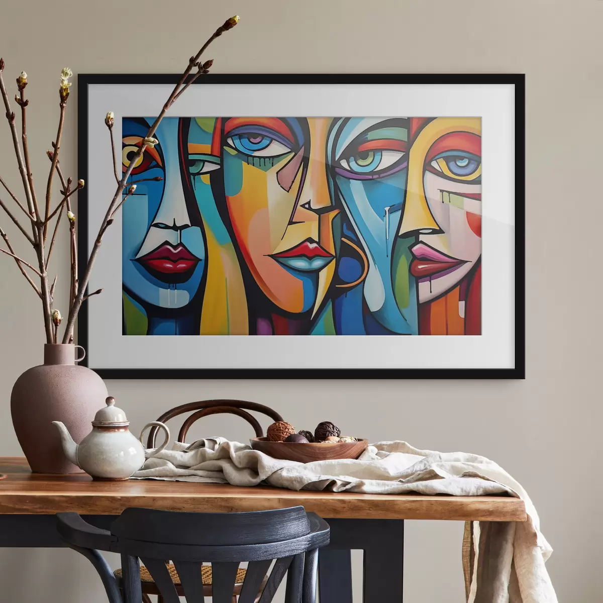 Poster Rostros en colores primarios f42473