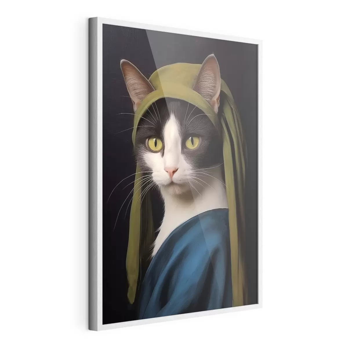 Poster Gato en estilo retrato con pendiente de perla f42486