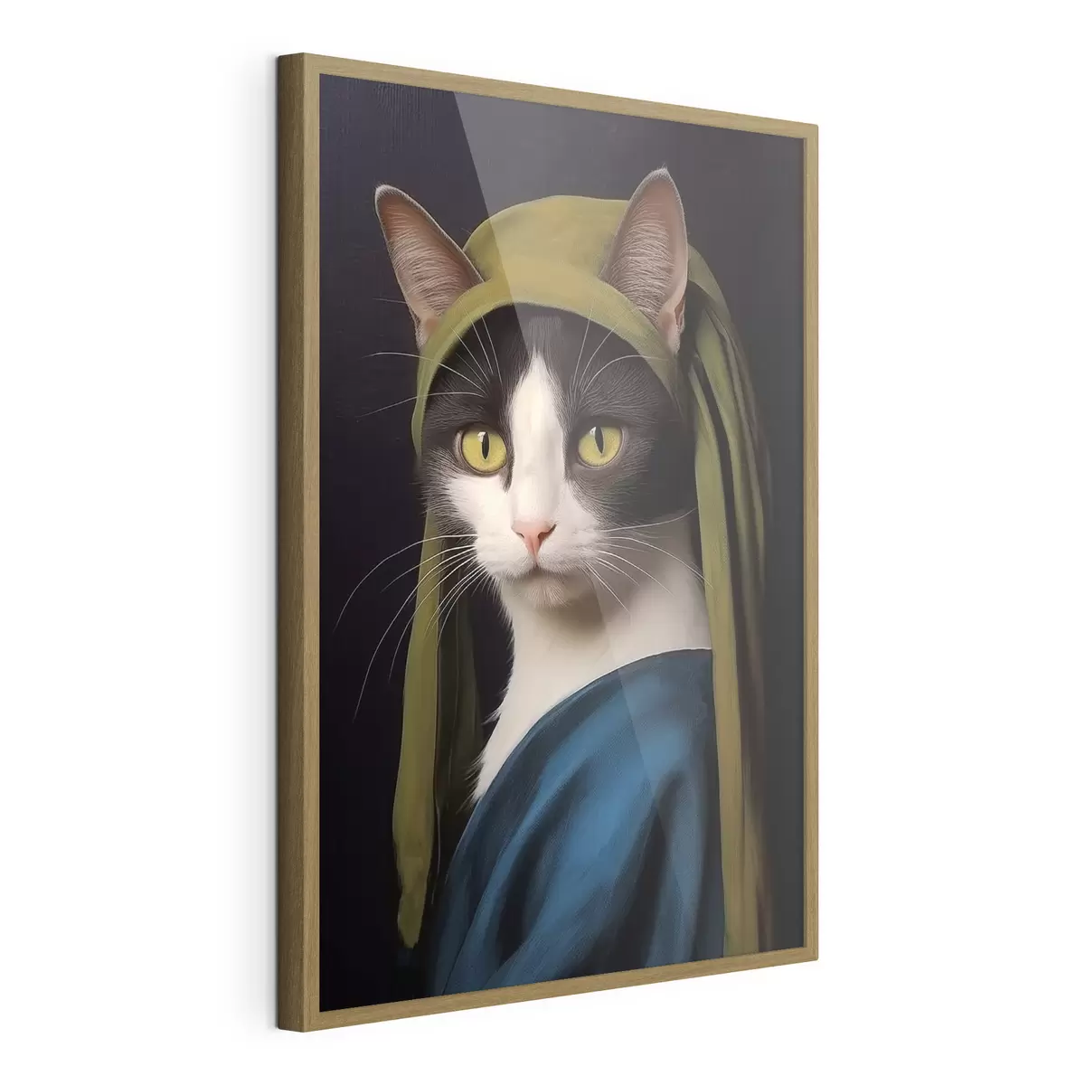 Poster Gato en estilo retrato con pendiente de perla f42486
