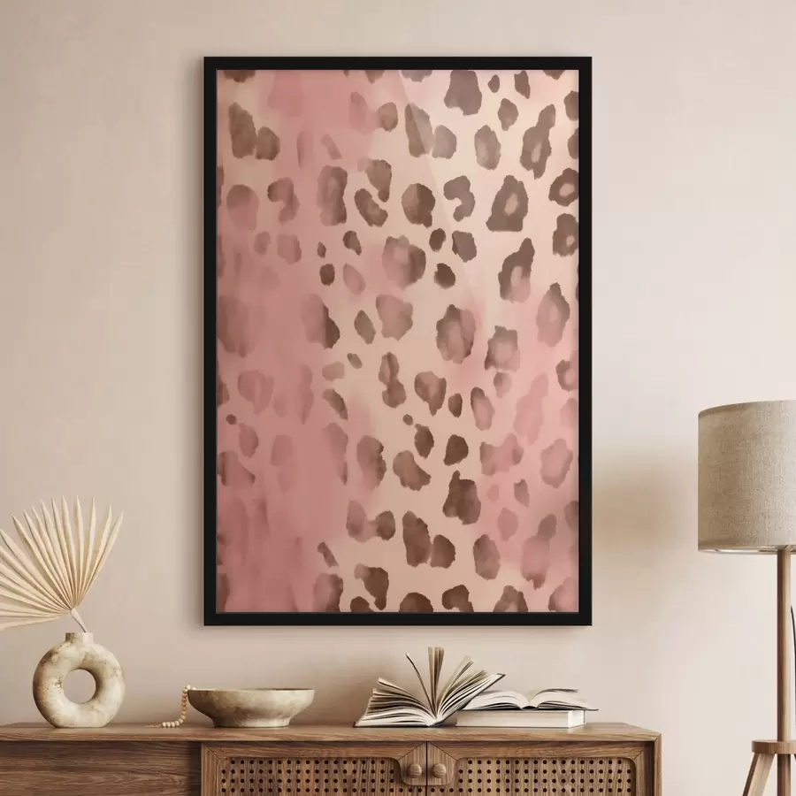 murales de pared Patrón abstracto con estampado de leopardo sobre fondo rosa f42490