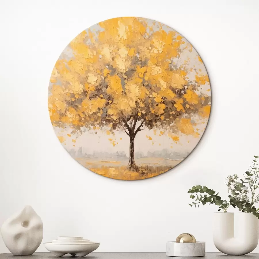 murales de pared Árbol con hojas amarillas en estilo impresionista r42480