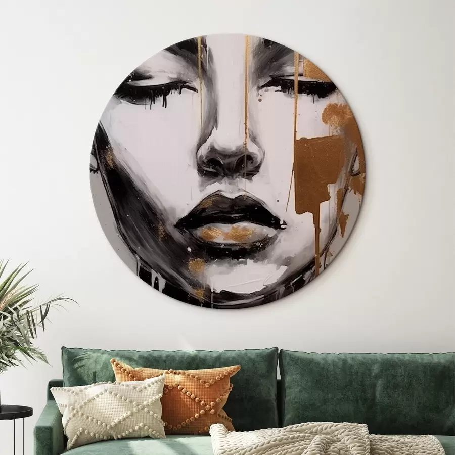 murales de pared Retrato en blanco y negro con elementos abstractos r42481