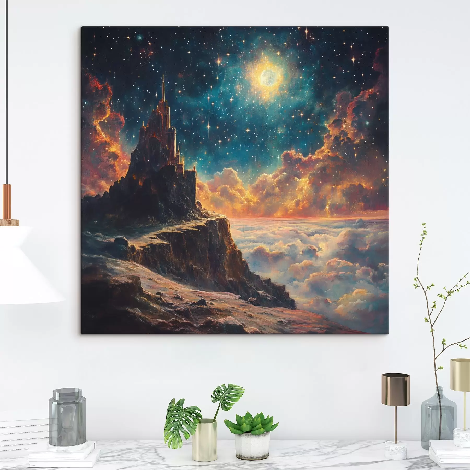 murales de pared Montañas y cielo estrellado nocturno s42500