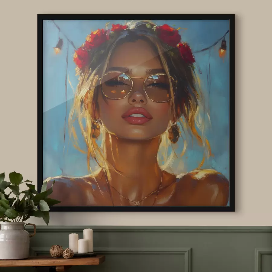 murales de pared Retrato de una chica con gafas de sol f42503