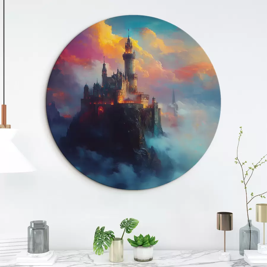 murales de pared Castillo sobre una roca en las nubes r42501