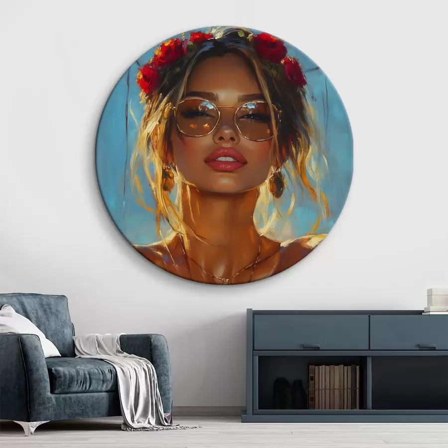 murales de pared Retrato de una chica con gafas de sol r42503