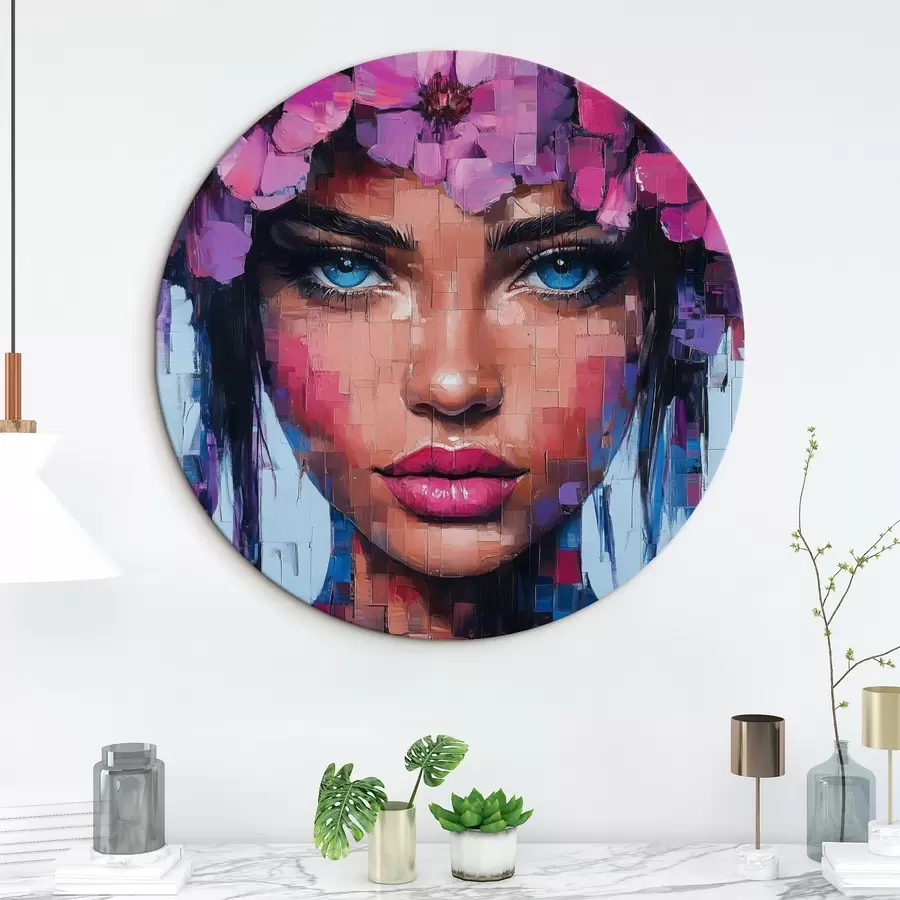 murales de pared Retrato de niña hecho con piezas de mosaico r42504