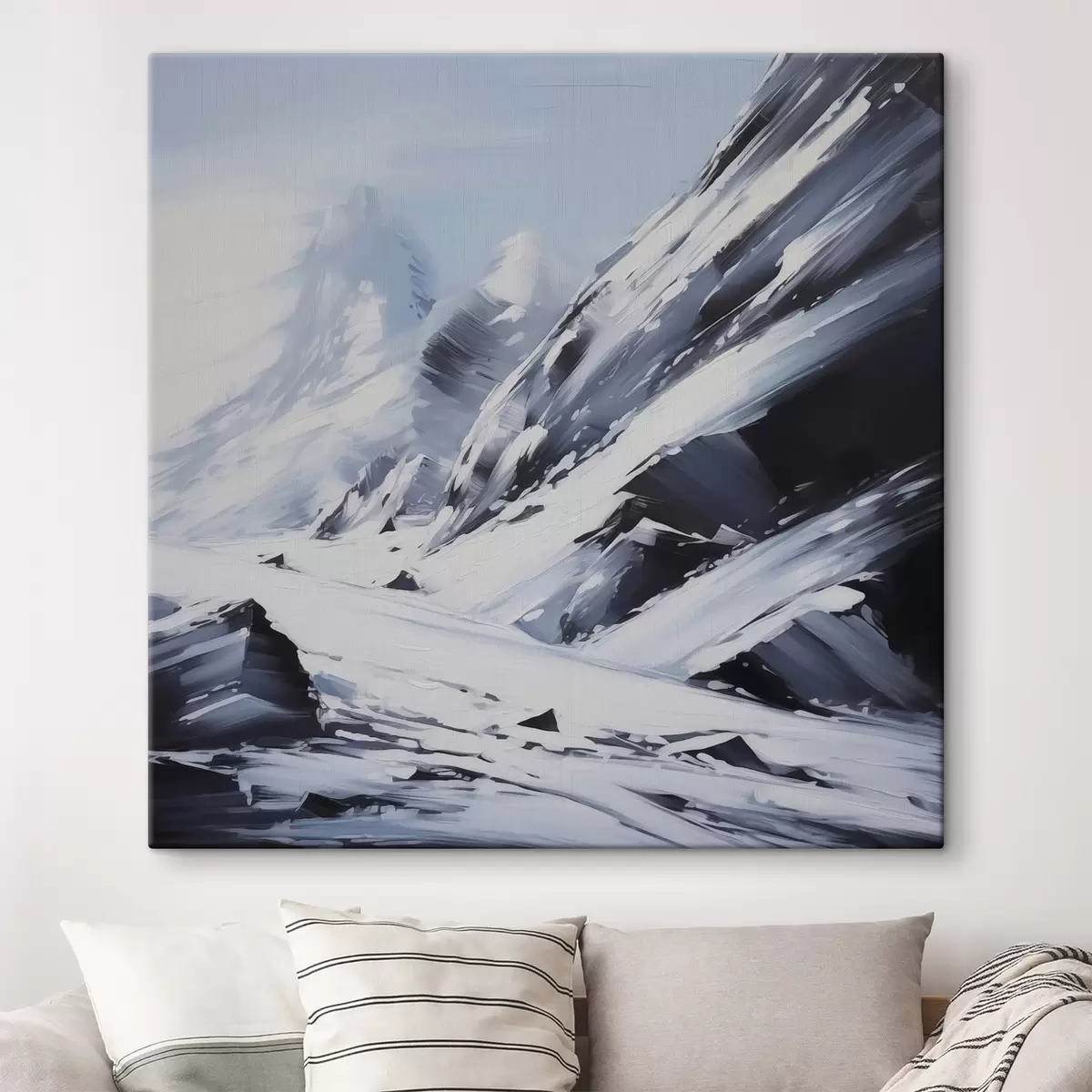 murales de pared Rocas cubiertas de nieve imitan pinceladas de pintura s42585