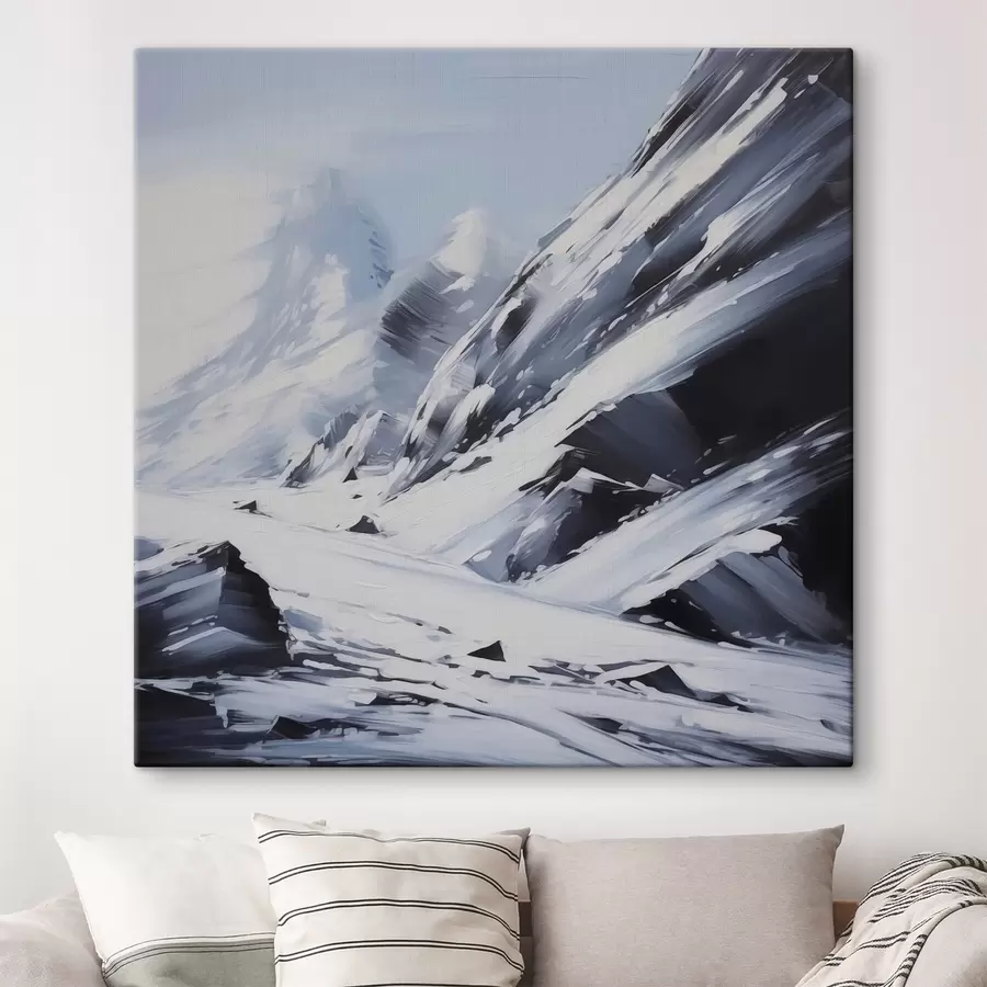 murales de pared Rocas cubiertas de nieve imitan pinceladas de pintura s42585