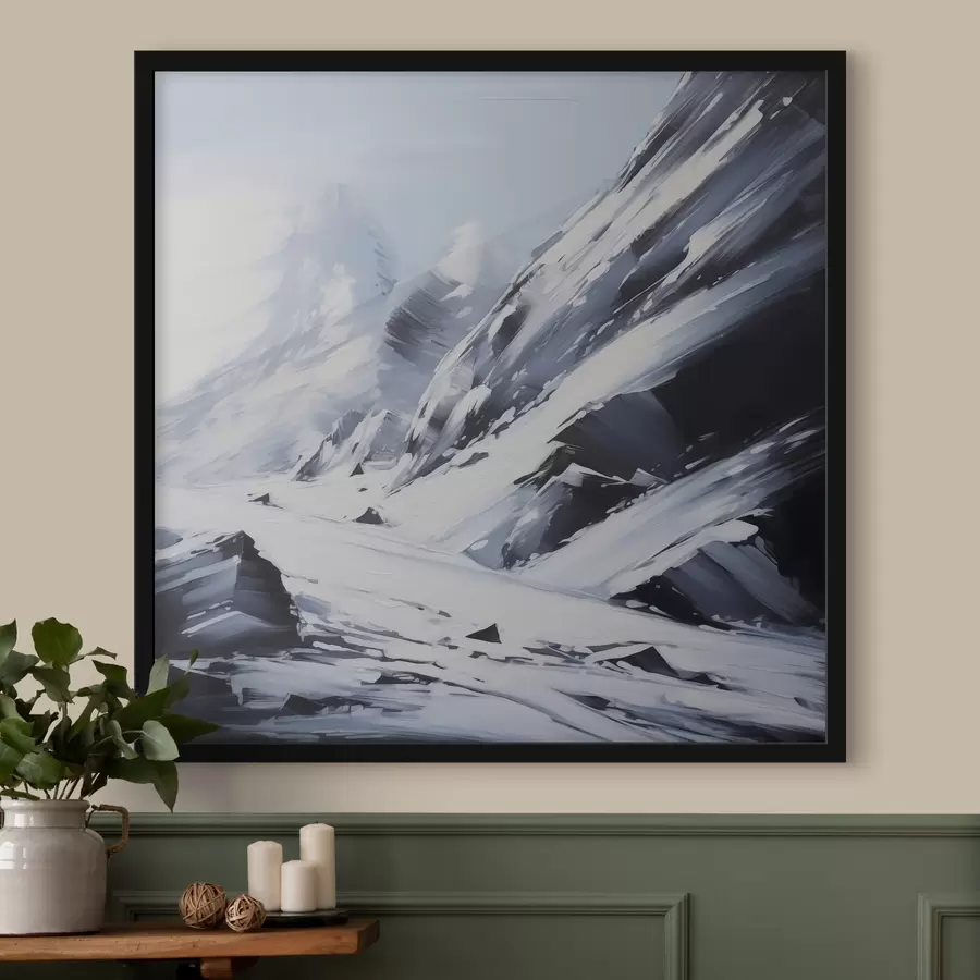 murales de pared Rocas cubiertas de nieve imitan pinceladas de pintura f42585