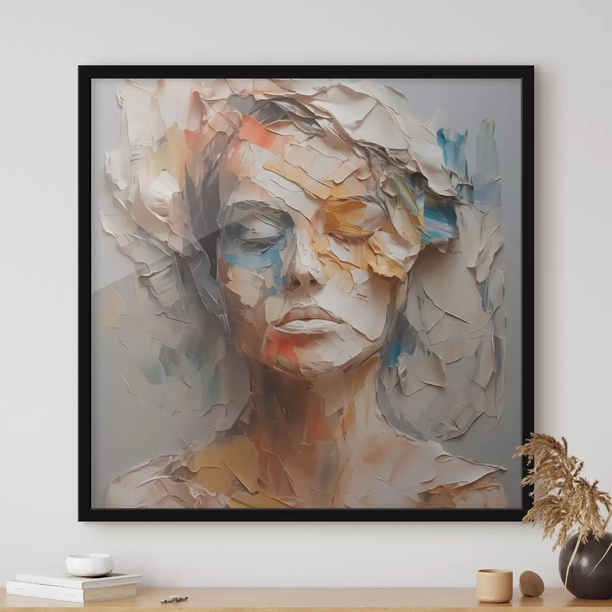 Poster Retrato abstracto de una niña imitación de pinceladas f42587