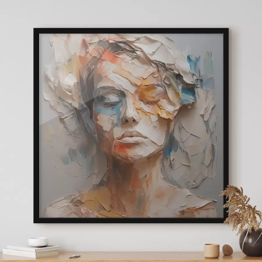 murales de pared Retrato abstracto de una niña imitación de pinceladas f42587