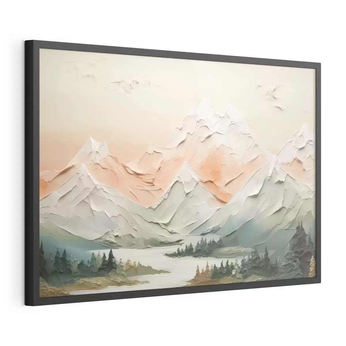 Poster Montañas junto al río imitación de pinceladas f42589