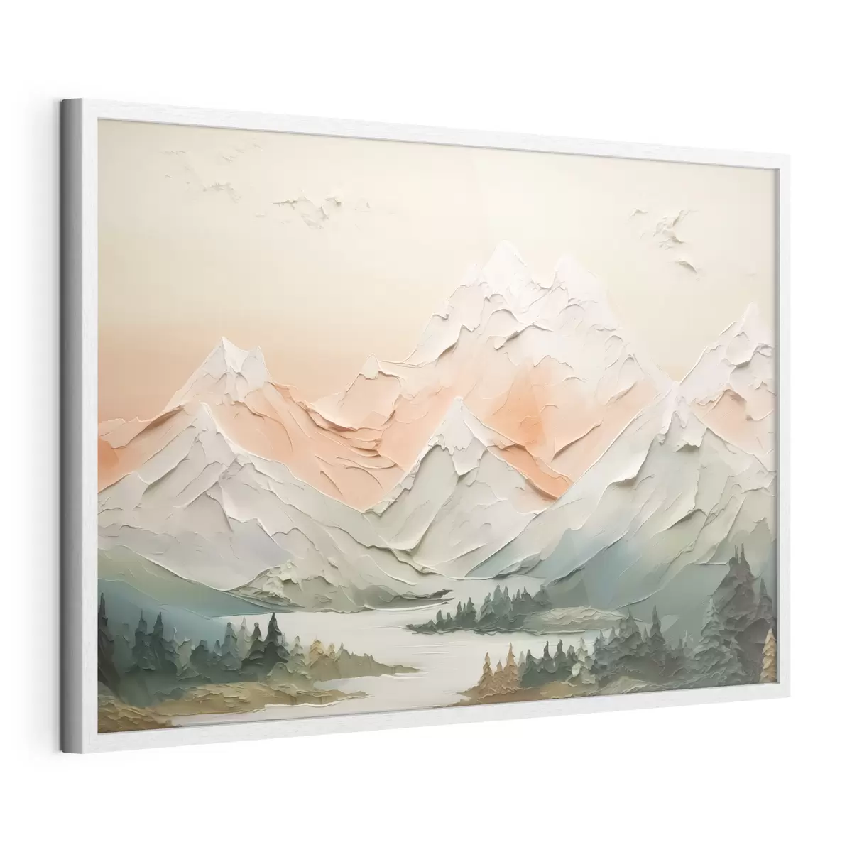 Poster Montañas junto al río imitación de pinceladas f42589