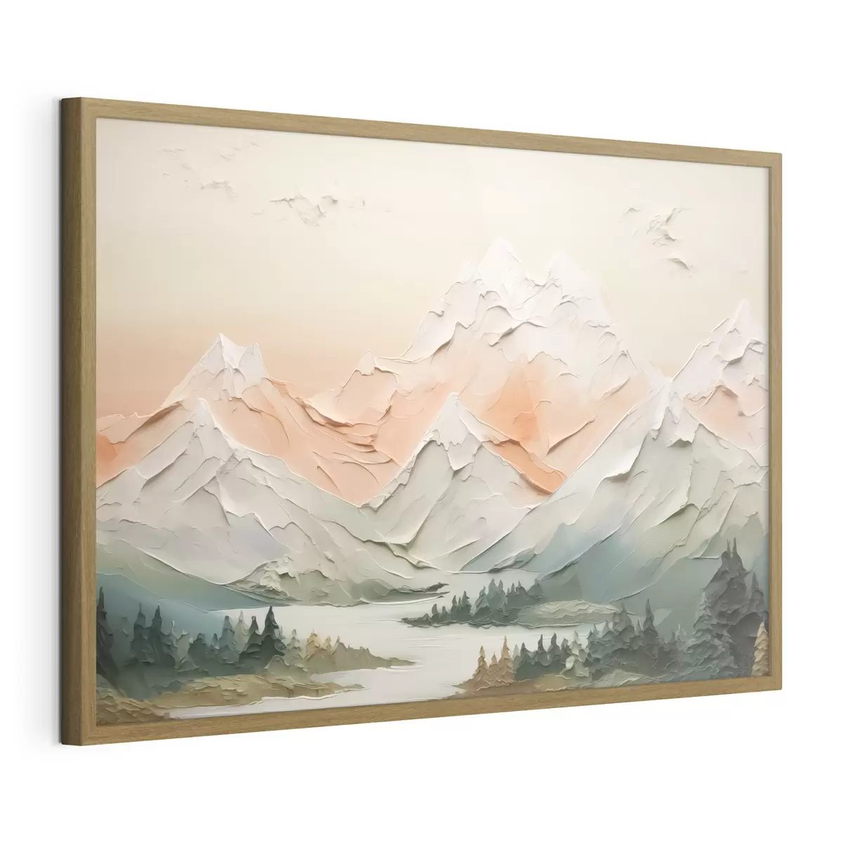 Poster Montañas junto al río imitación de pinceladas f42589