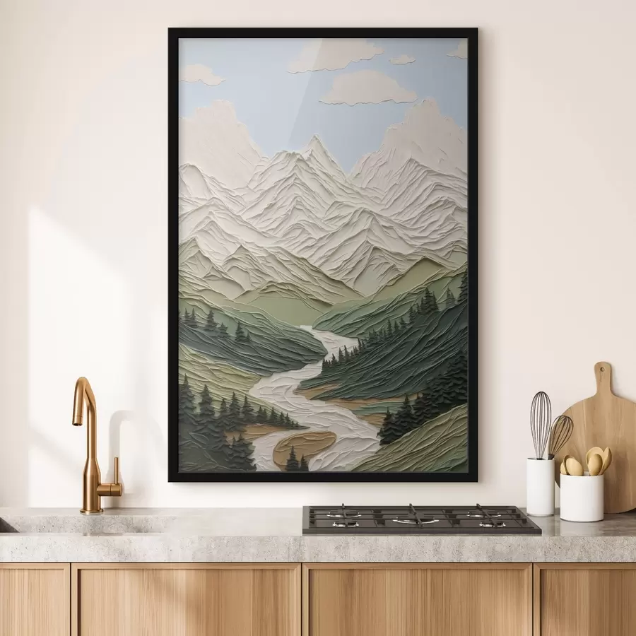 murales de pared Paisaje de montaña imitación pinceladas f42590