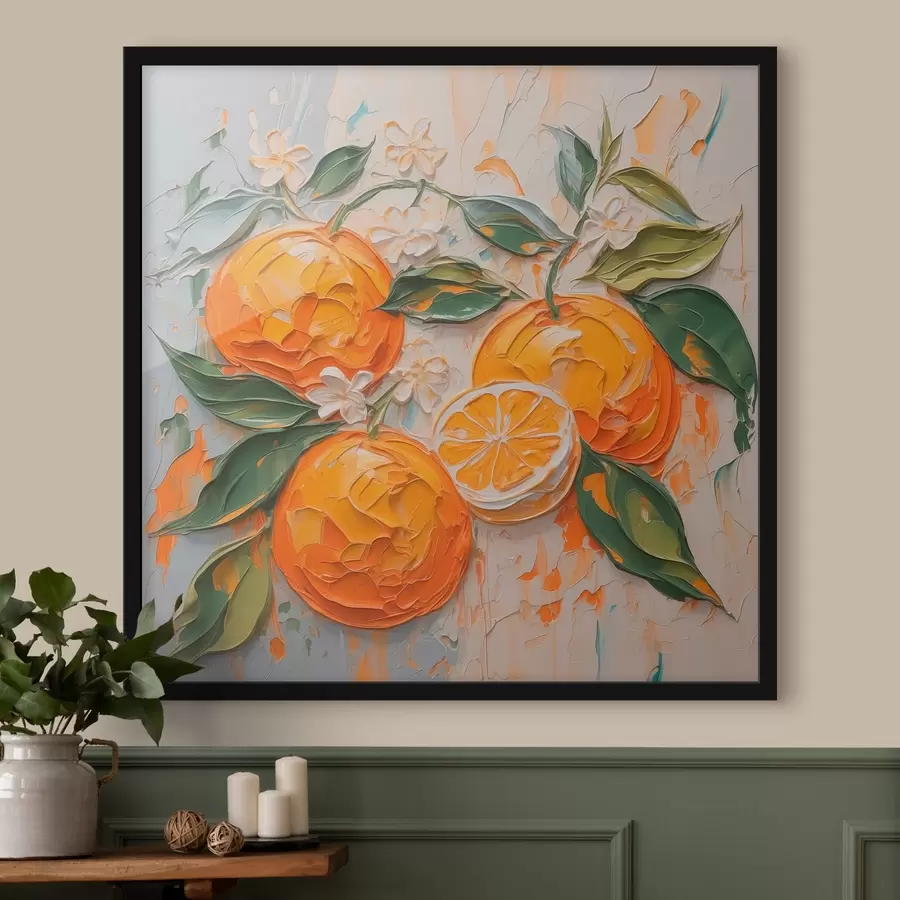 murales de pared Naranjas abstractas imitación pinceladas f42591