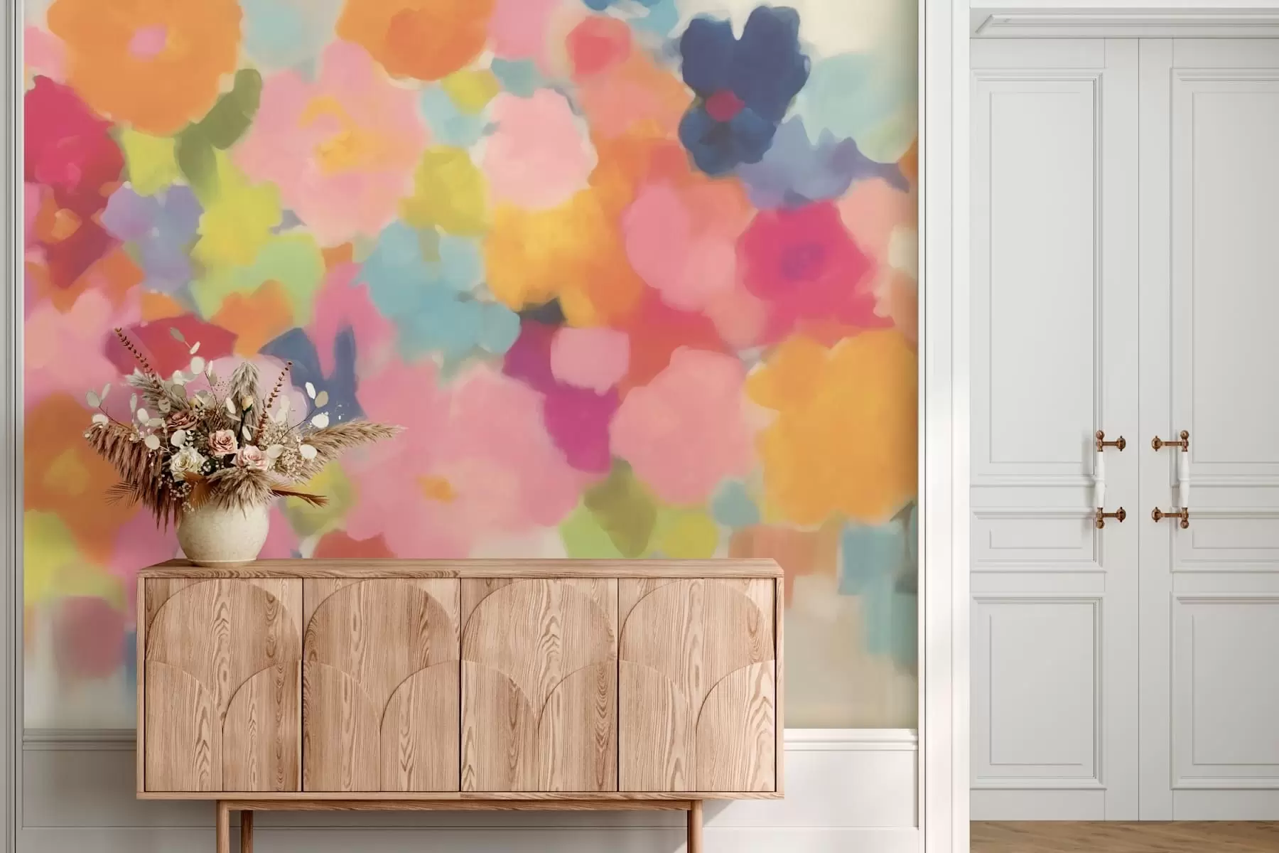 murales de pared Abstracción de flores de colores w02883