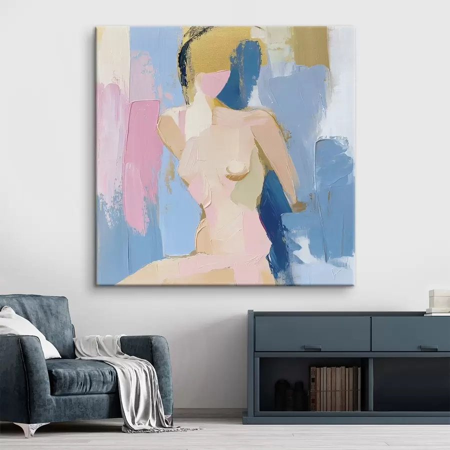 murales de pared Dibujo abstracto de una niña creado con trazos de pintura s42609