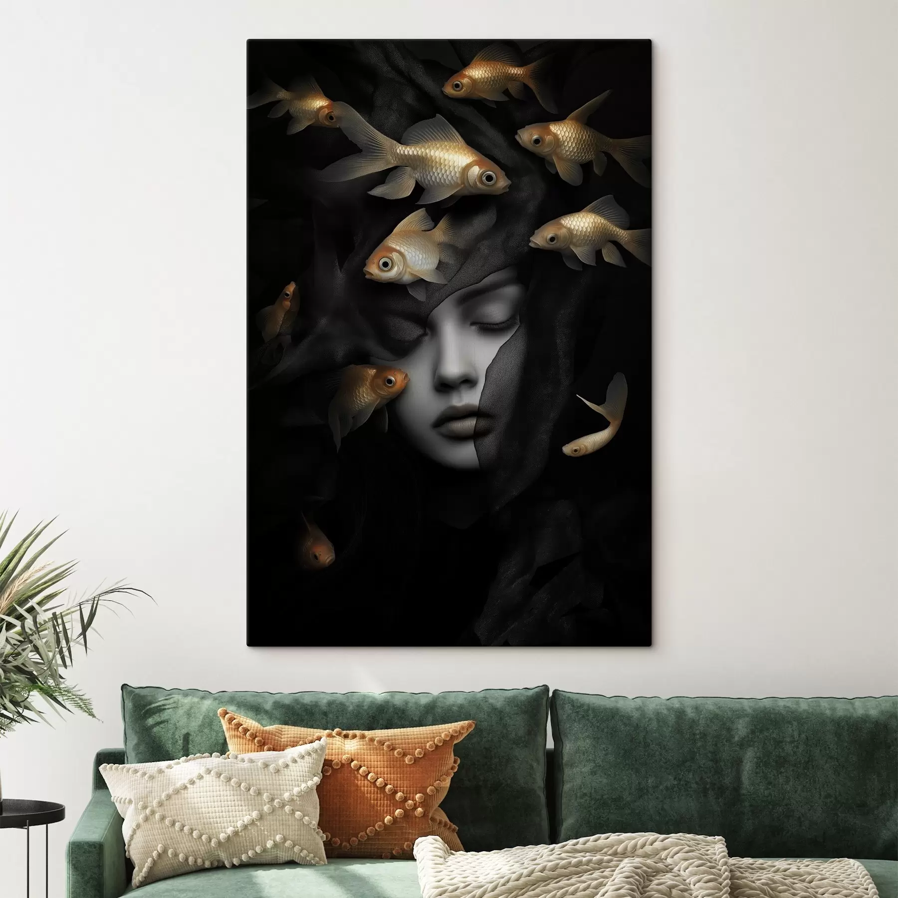 murales de pared Niña y pez de colores s42612