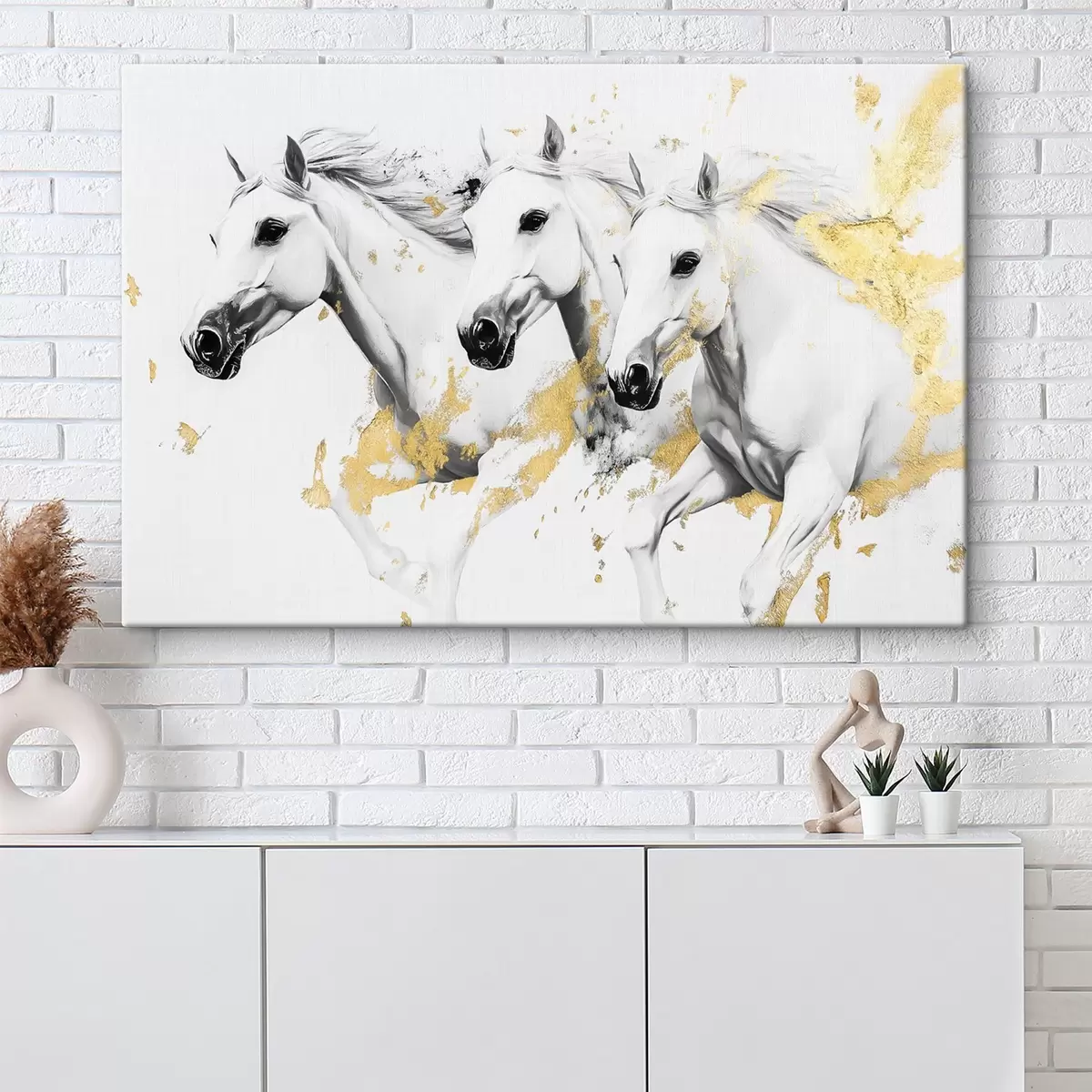 murales de pared Tres caballos blancos y negros s42617