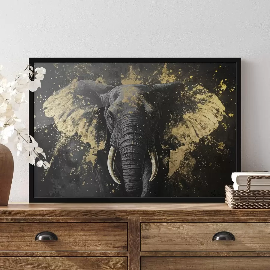 murales de pared Elegante elefante negro f42602