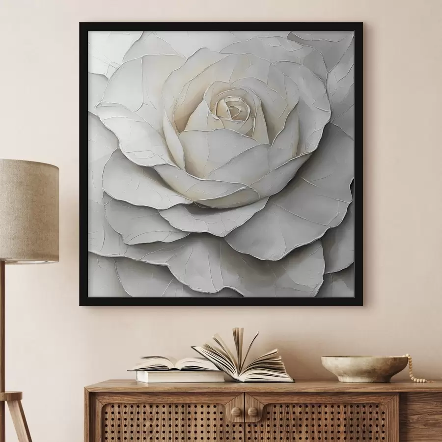 murales de pared Rosa blanca al óleo f42603