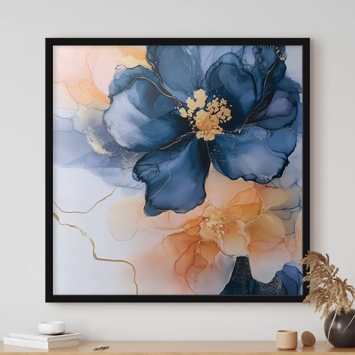 Poster Las flores están dibujadas con la técnica de la tinta de alcohol f42605