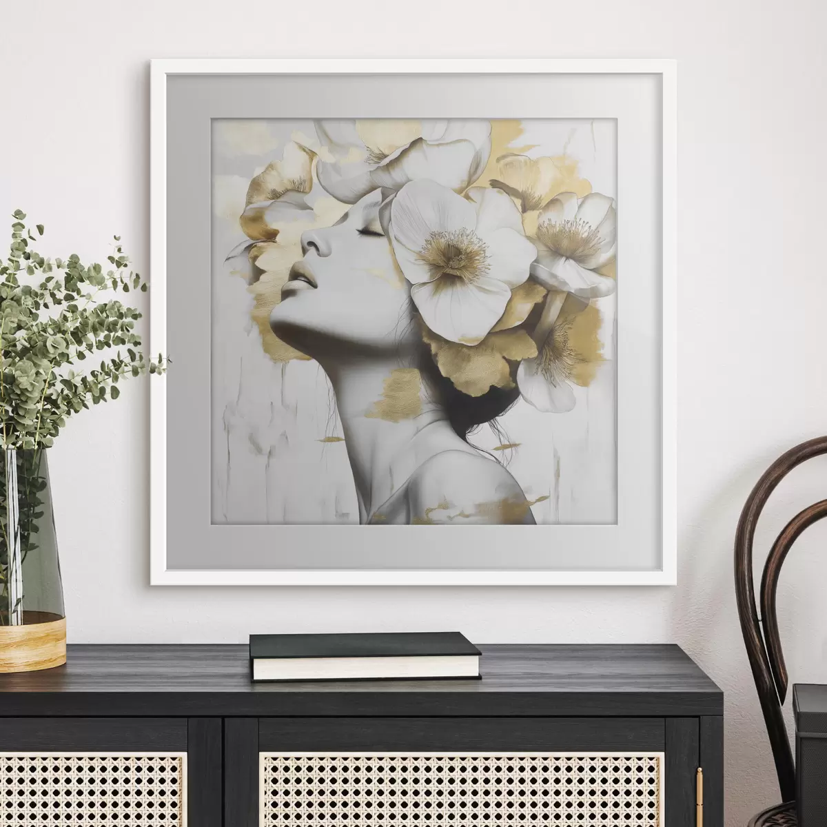 Poster Una chica con flores en la cabeza f42606