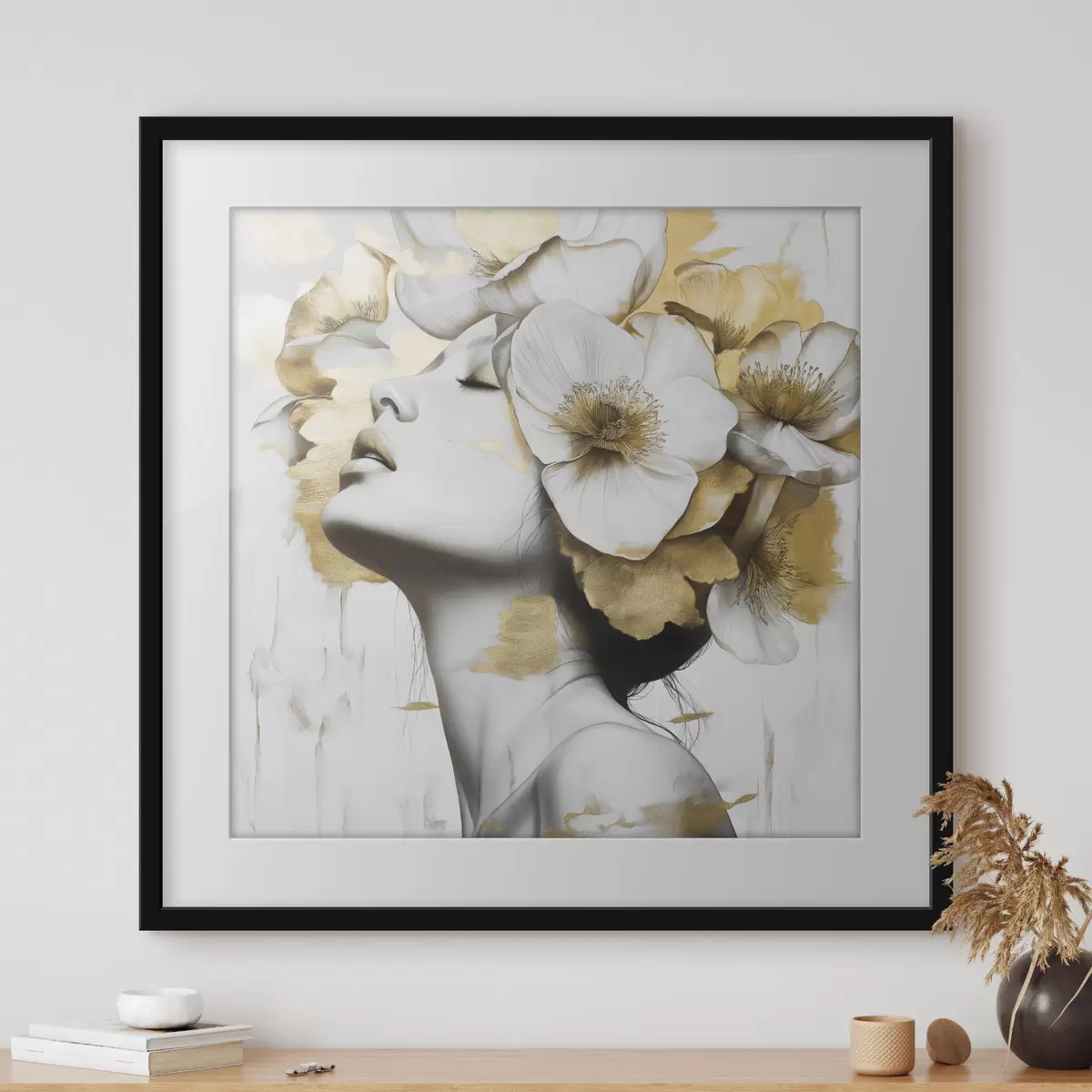 Poster Una chica con flores en la cabeza f42606