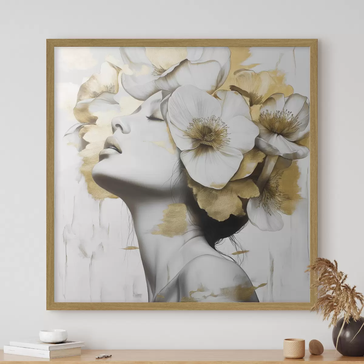 Poster Una chica con flores en la cabeza f42606