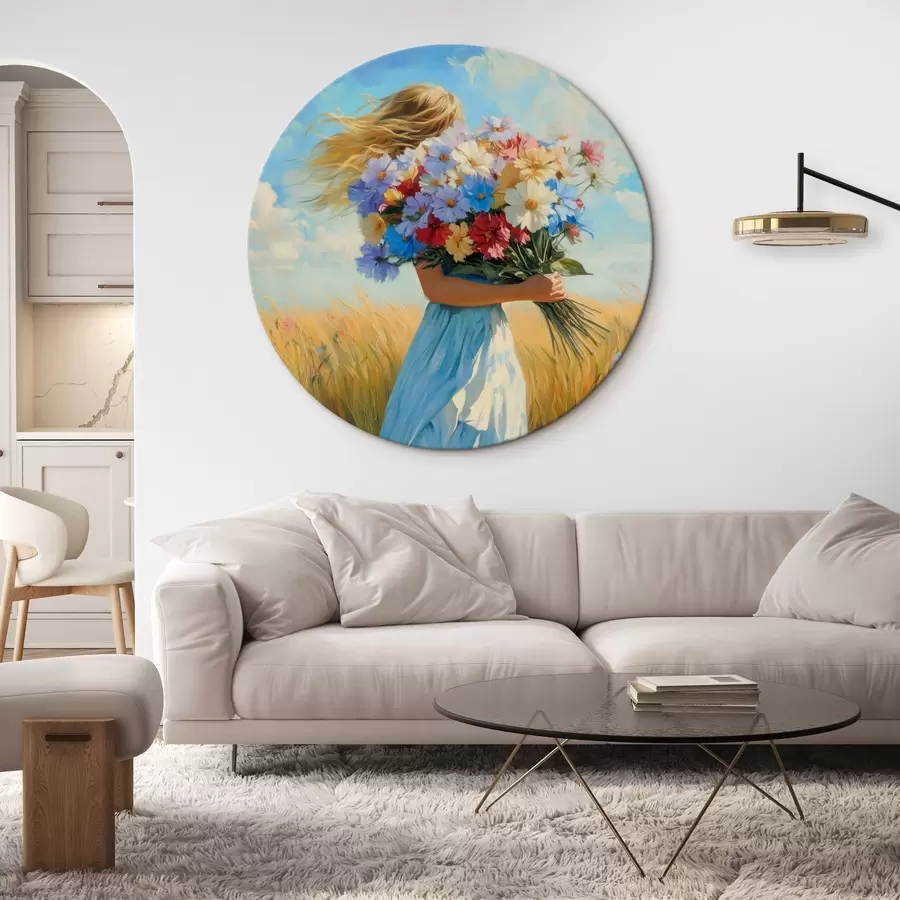 murales de pared Niña con flores silvestres r42599