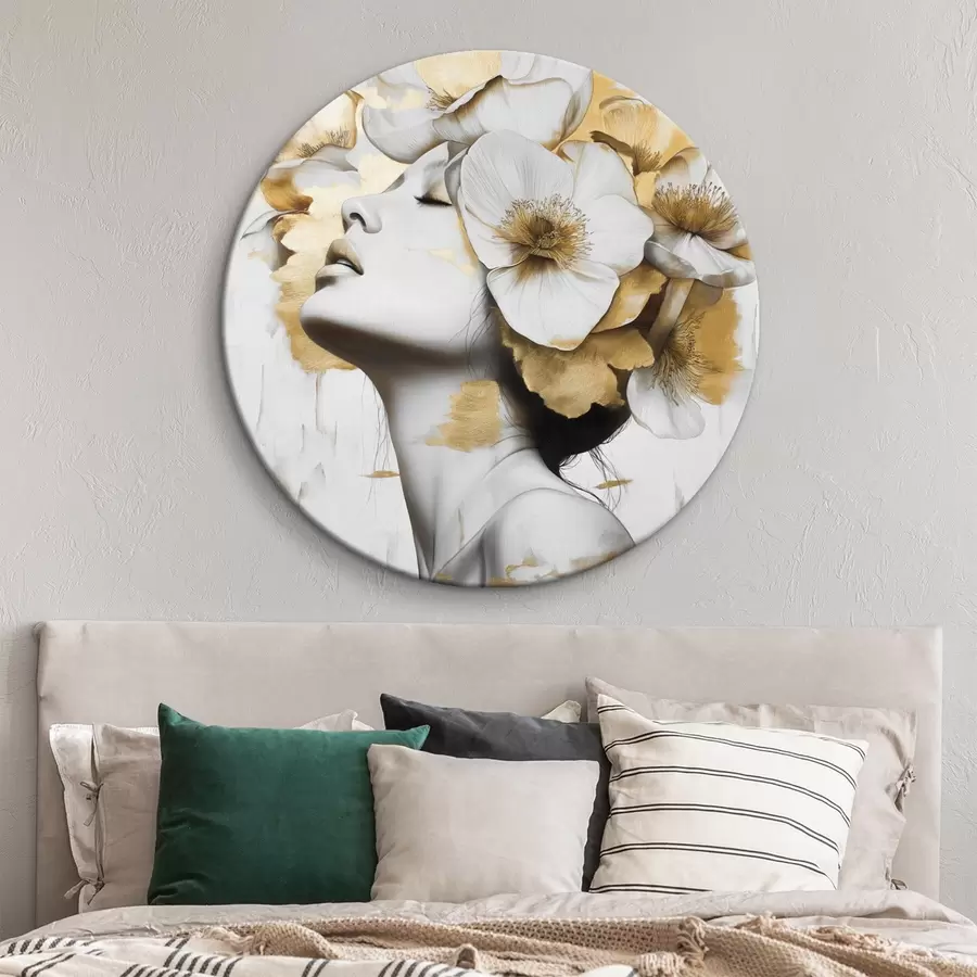 murales de pared Una chica con flores en la cabeza r42606