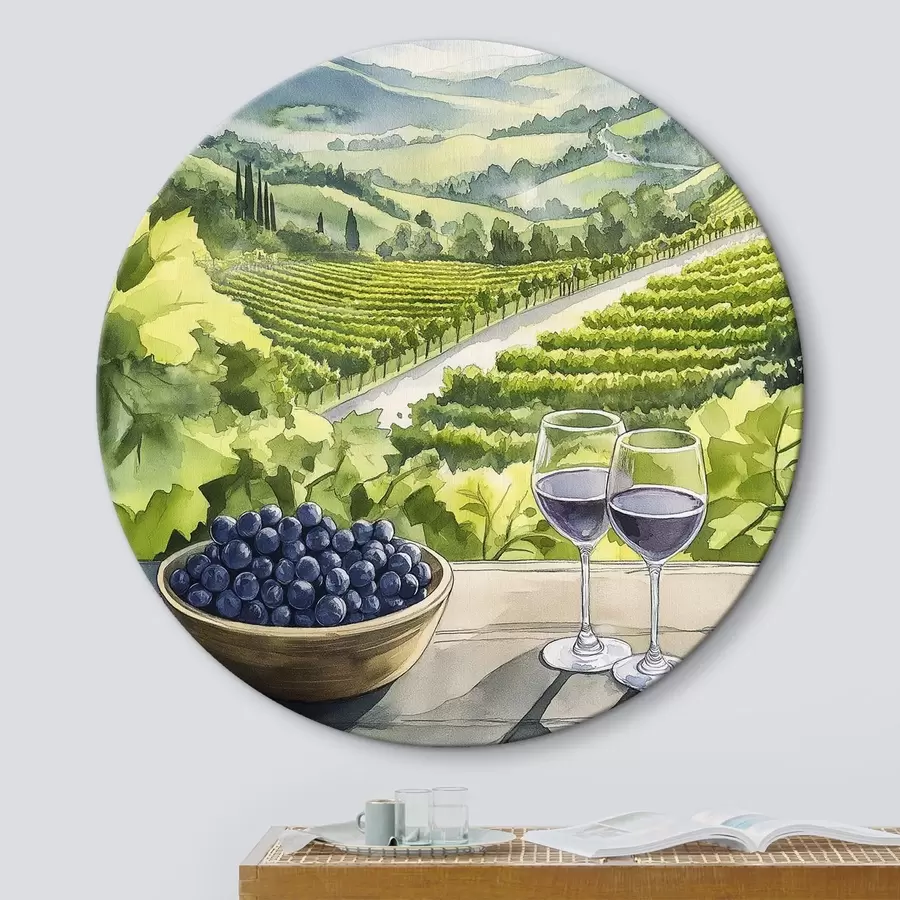 murales de pared Gpape yards, paisajes en estilo acuarela, copas de vino r42444