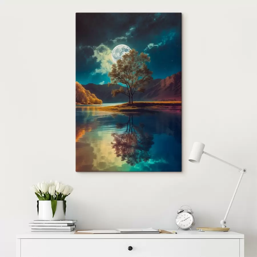 murales de pared Árbol en medio del lago s42520