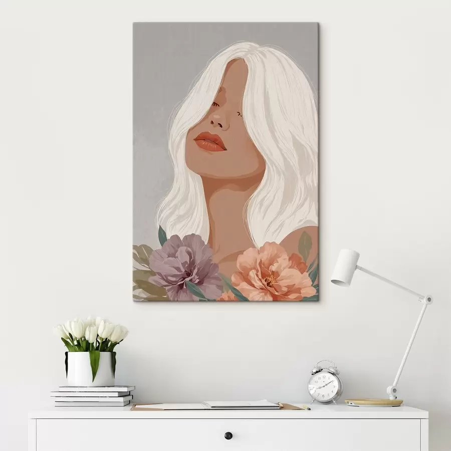 murales de pared Chica sobre fondo gris en gráficos vectoriales s42521