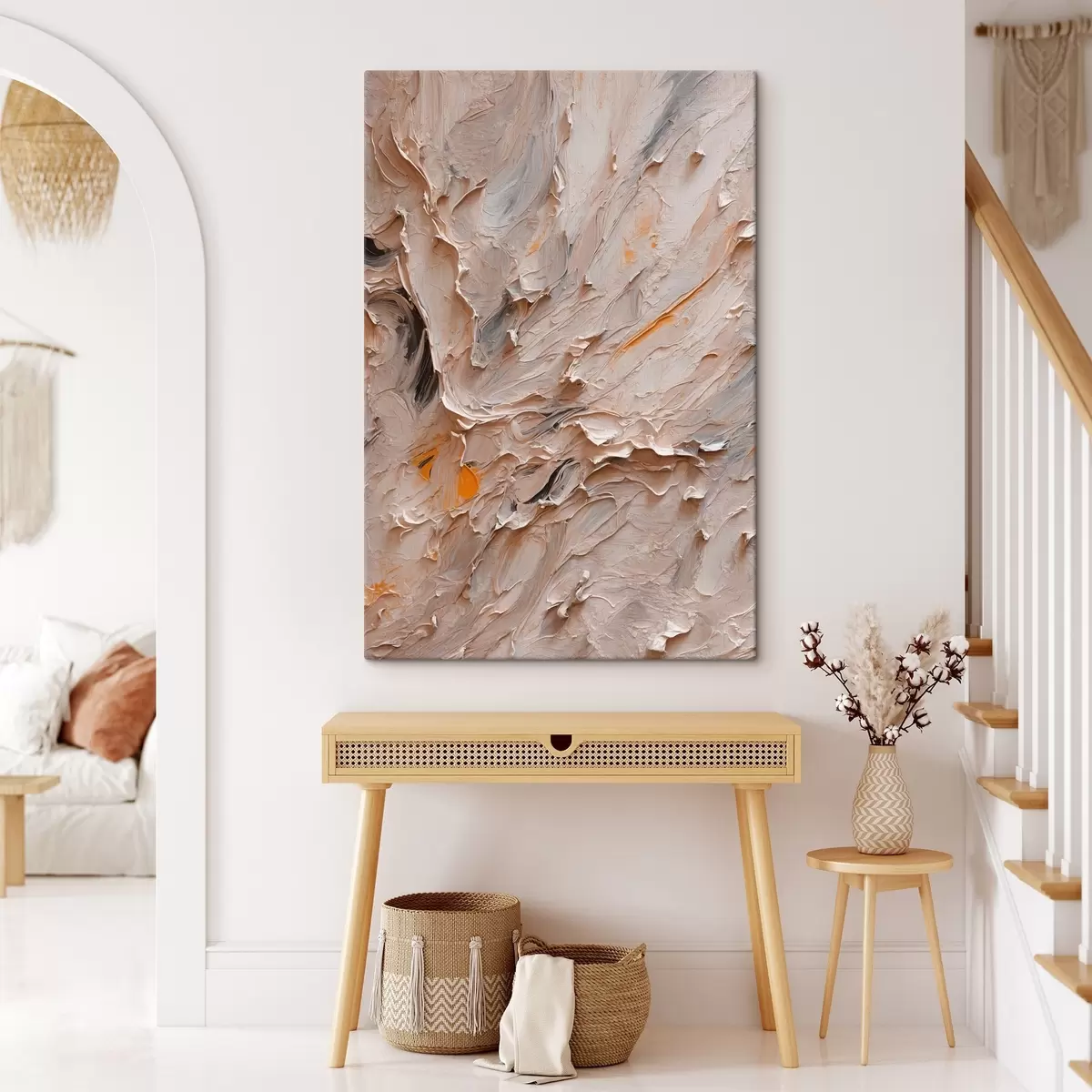 murales de pared Pintura abstracta con colores negro y amarillo al óleo s42526