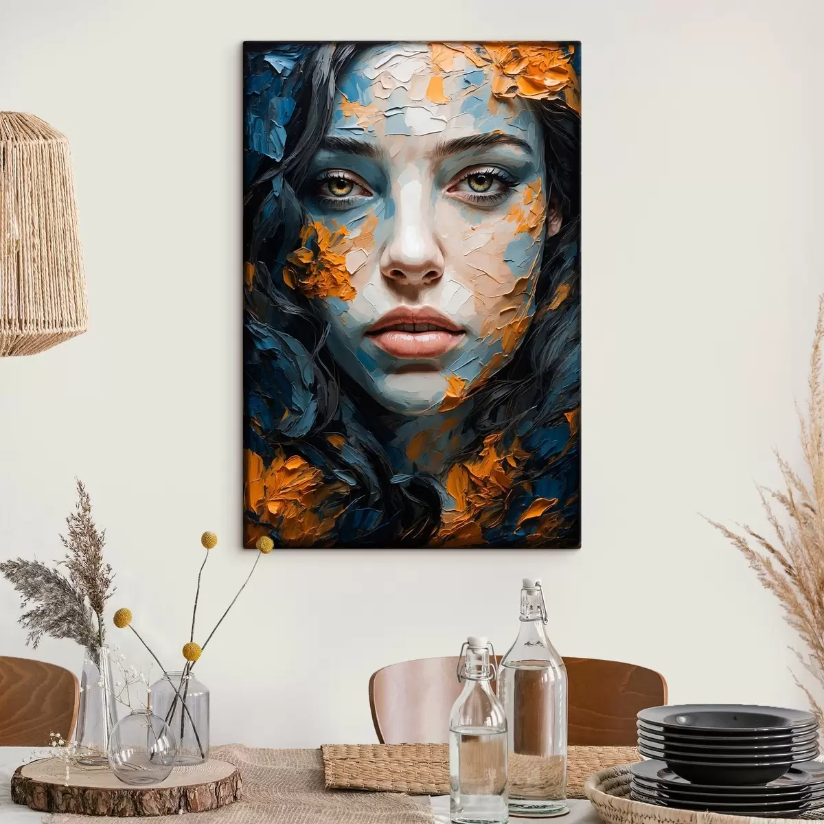 murales de pared Cara de niña al óleo s42538