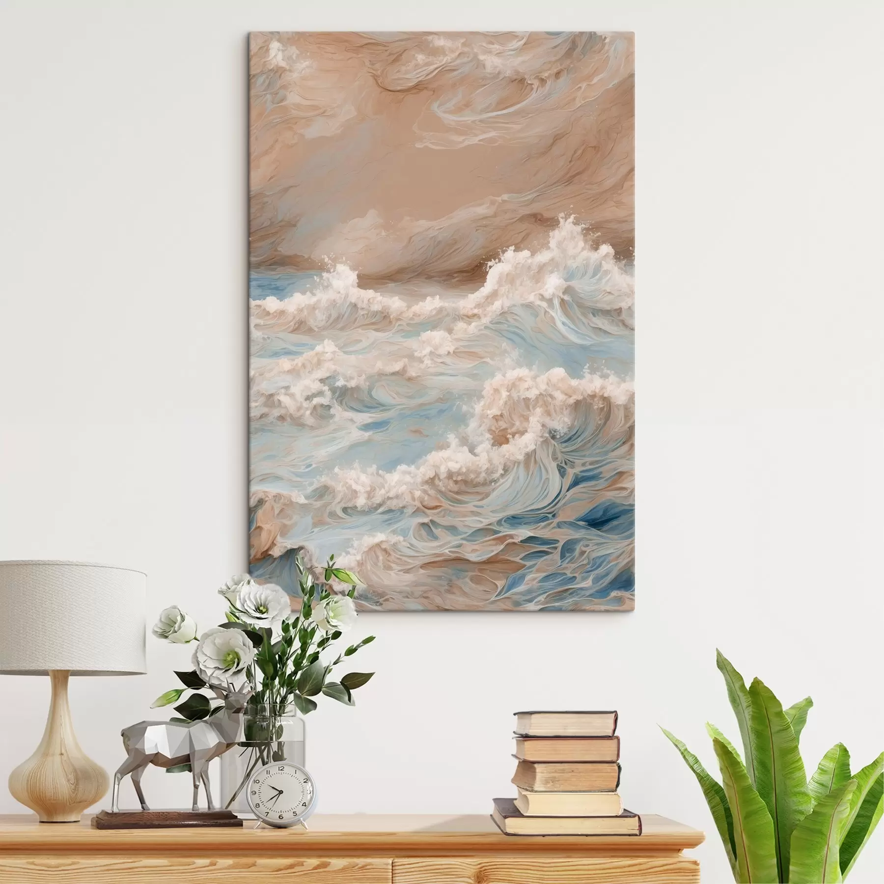 murales de pared Mar embravecido abstracto al óleo s42539