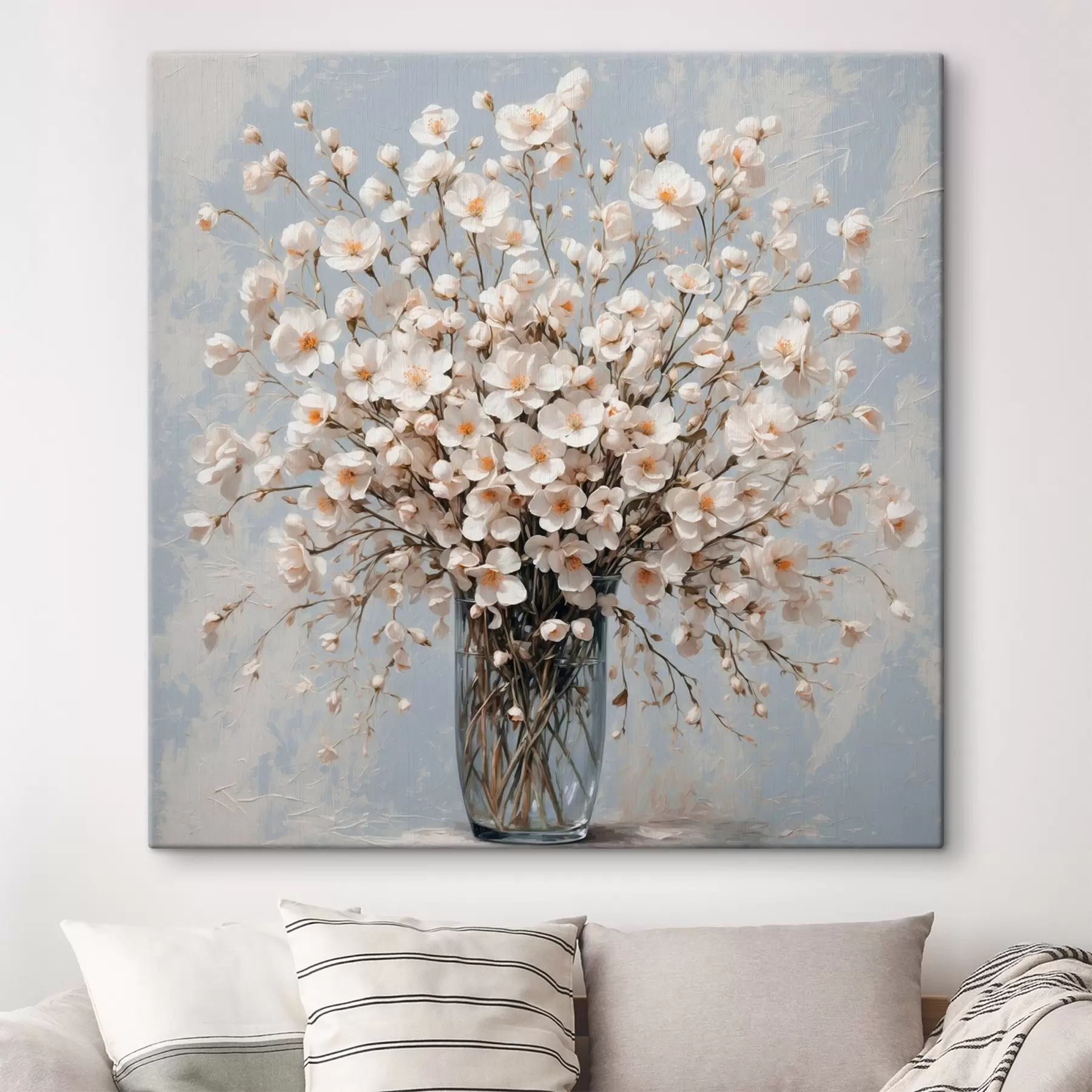 murales de pared Flores blancas en jarrón transparente. s42547